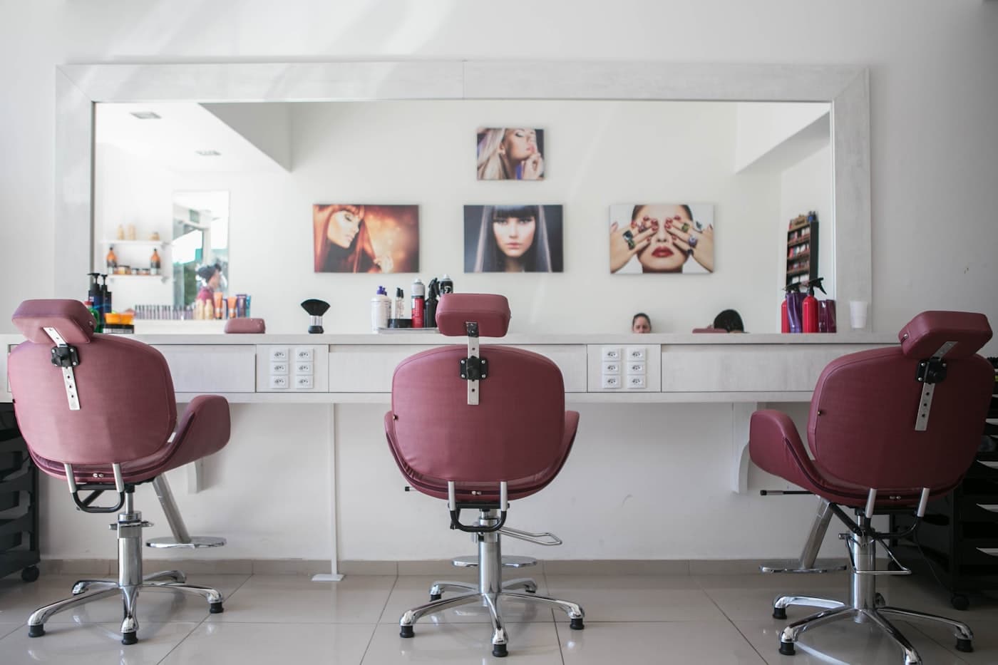 Styling stations at the salon